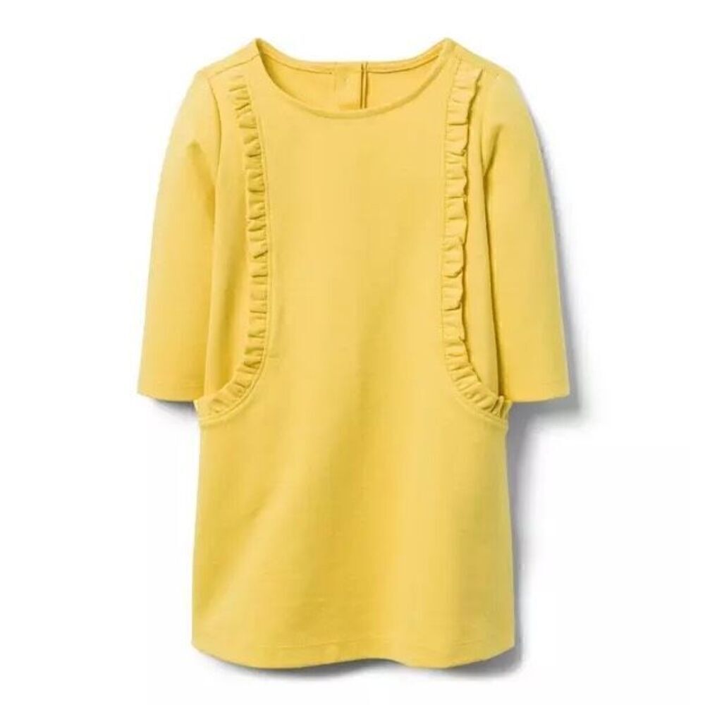 Janie & Jack Yellow/Marigold Ruffle Ponte Shift Dress size 3T Girls